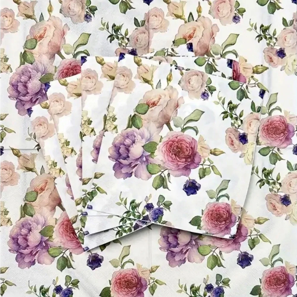 Vibrant Floral Pink & Purple Roses Luncheon Napkins (2042), 20 ct